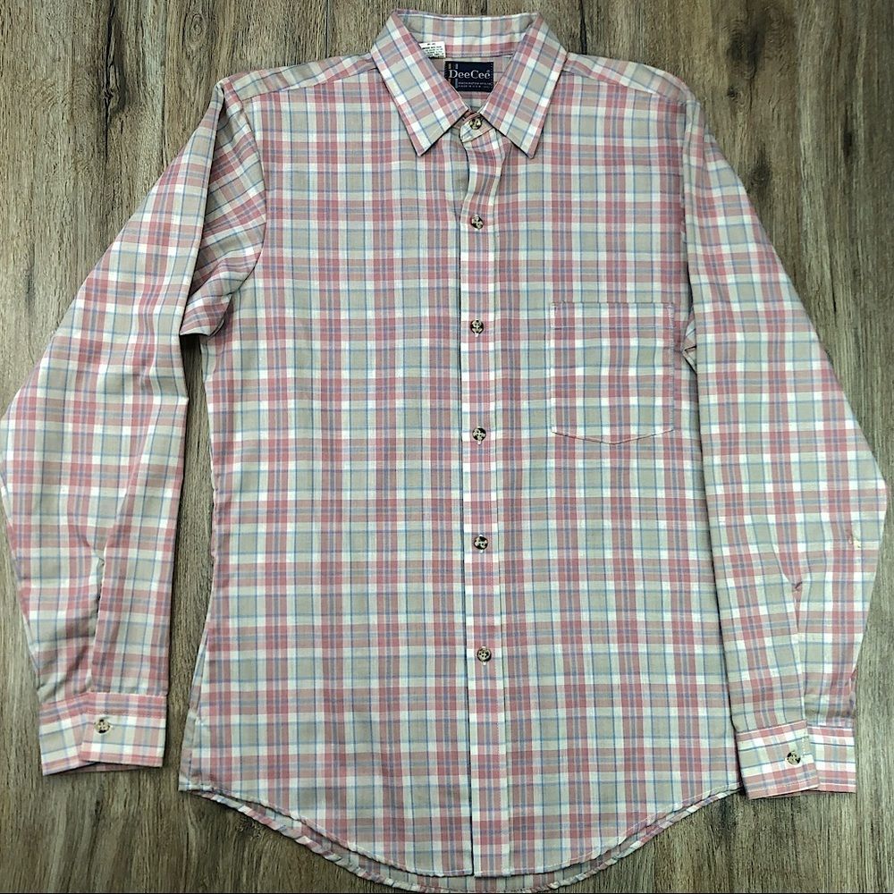 DeeCee Vintage Made in USA 70s Plaid Button-Up Shirt sz M